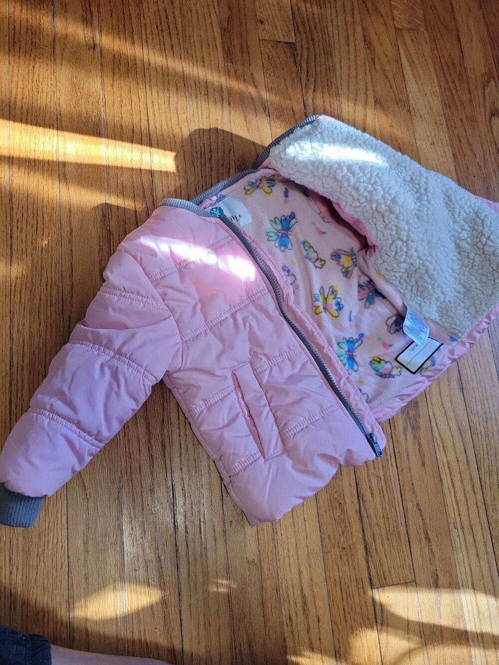 Buckle Me Baby Coat Butterfly Pink Car Seat Safe Fleece Puffer Jacket Toddler 3T